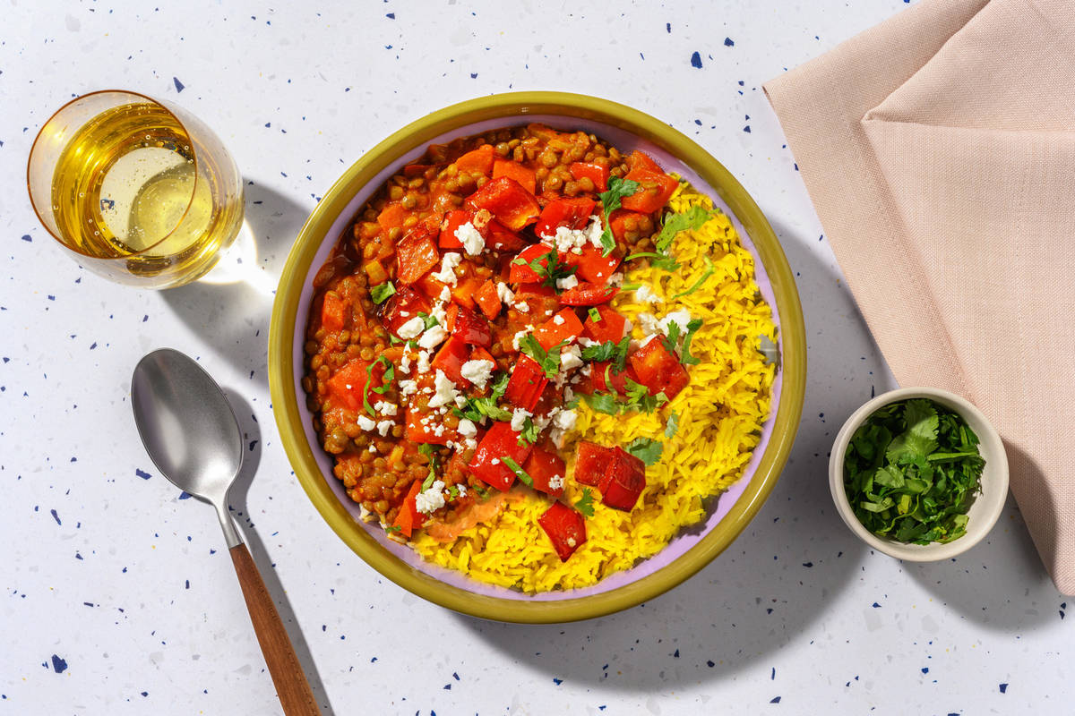 Veggie Moroccan Harira with Falafel