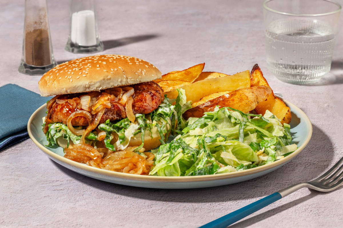 Burger de poulet en sauce teriyaki