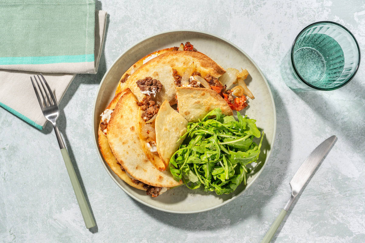 Quesadillas de cerdo con queso de cabra 