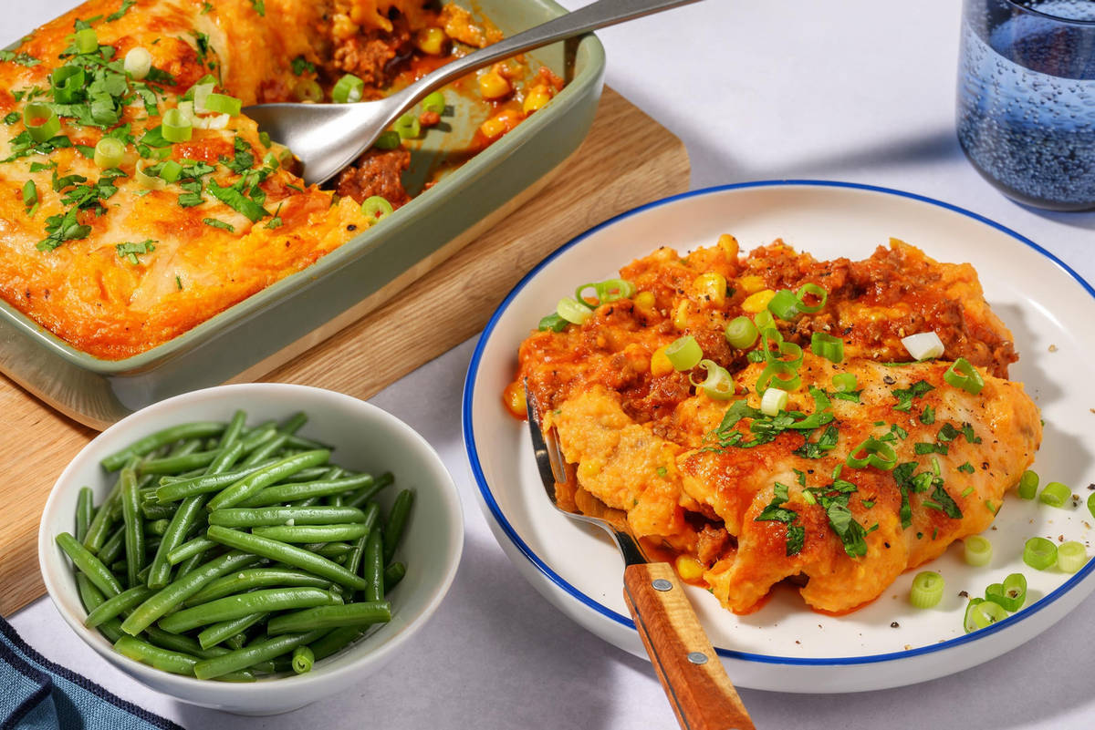 Cottage pie med sød kartoffel og oksekød