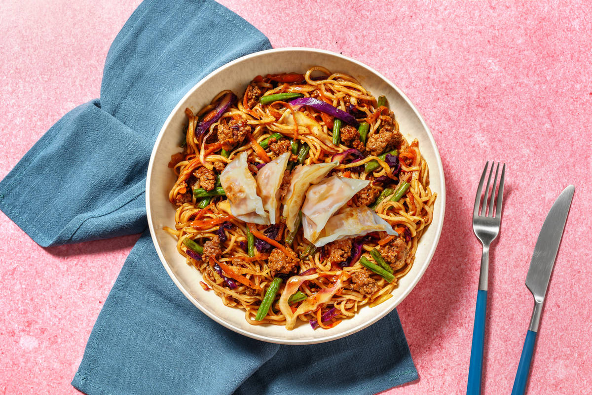 Super Quick Szechuan Beef and Vegetable Gyozas