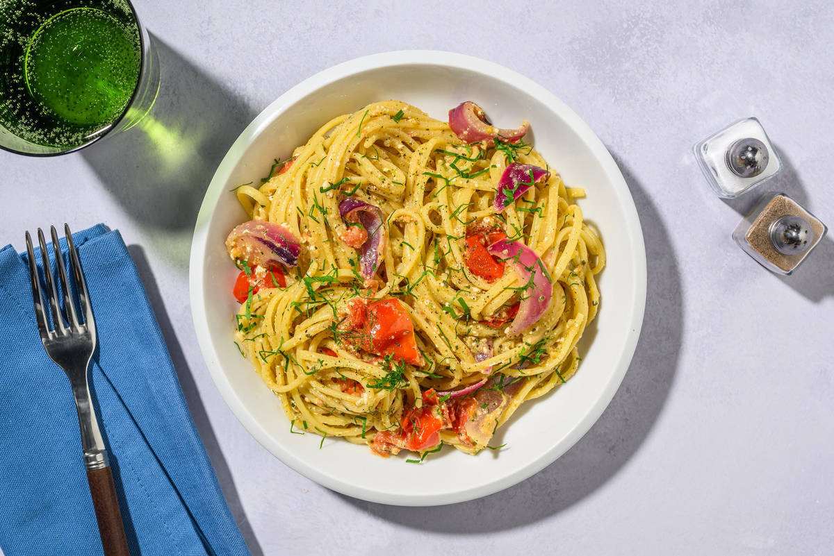 Linguine au pesto et fromage grec