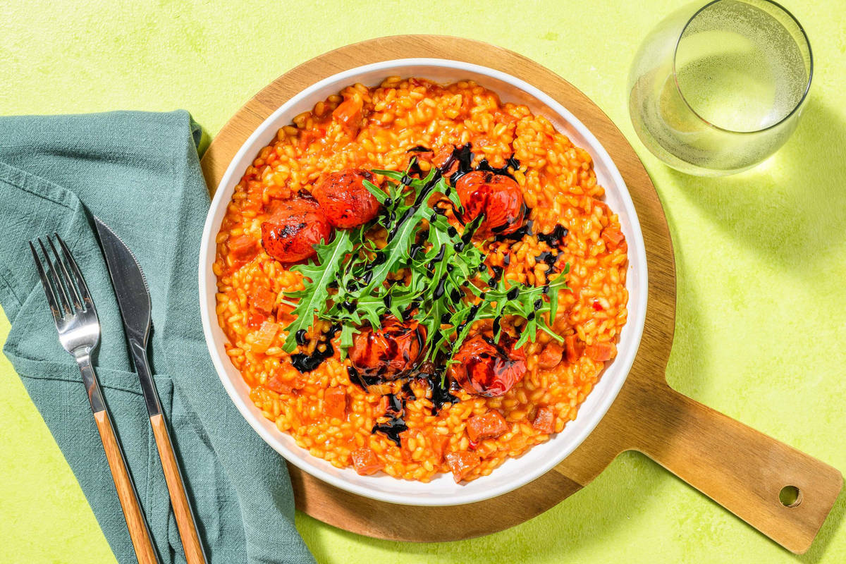 Oven-Baked Chicken and Chorizo Tomato Risotto