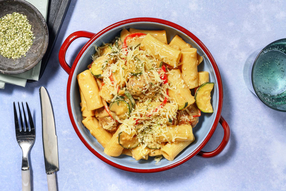 Pasta met gehaktballetjes in roomsaus op z'n Zweeds