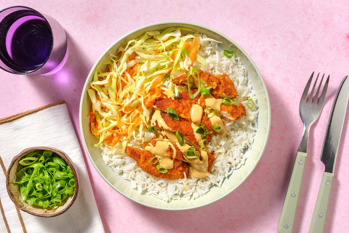 Kipschnitzel met knoflook-gemberrijst