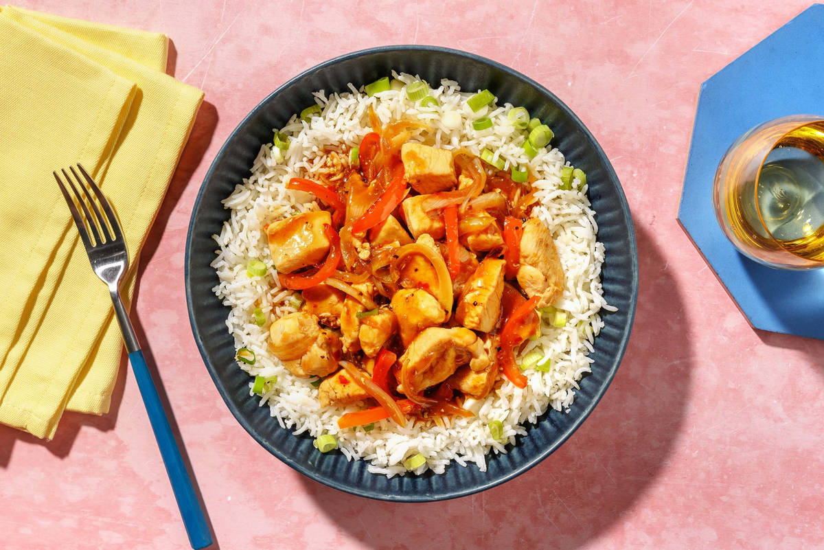 Sweet Chili Chicken Thighs and Peppers