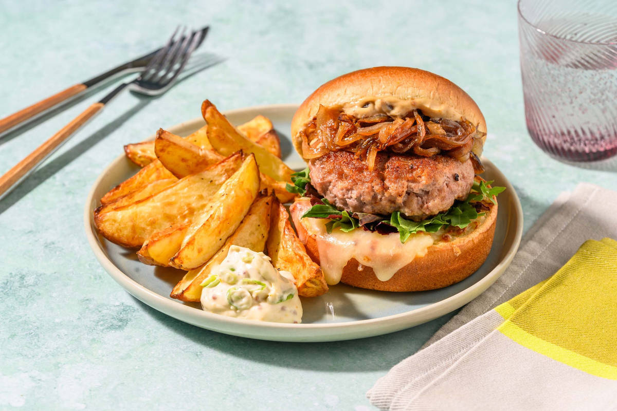 Pork and Cheddar Burgers Recipe HelloFresh
