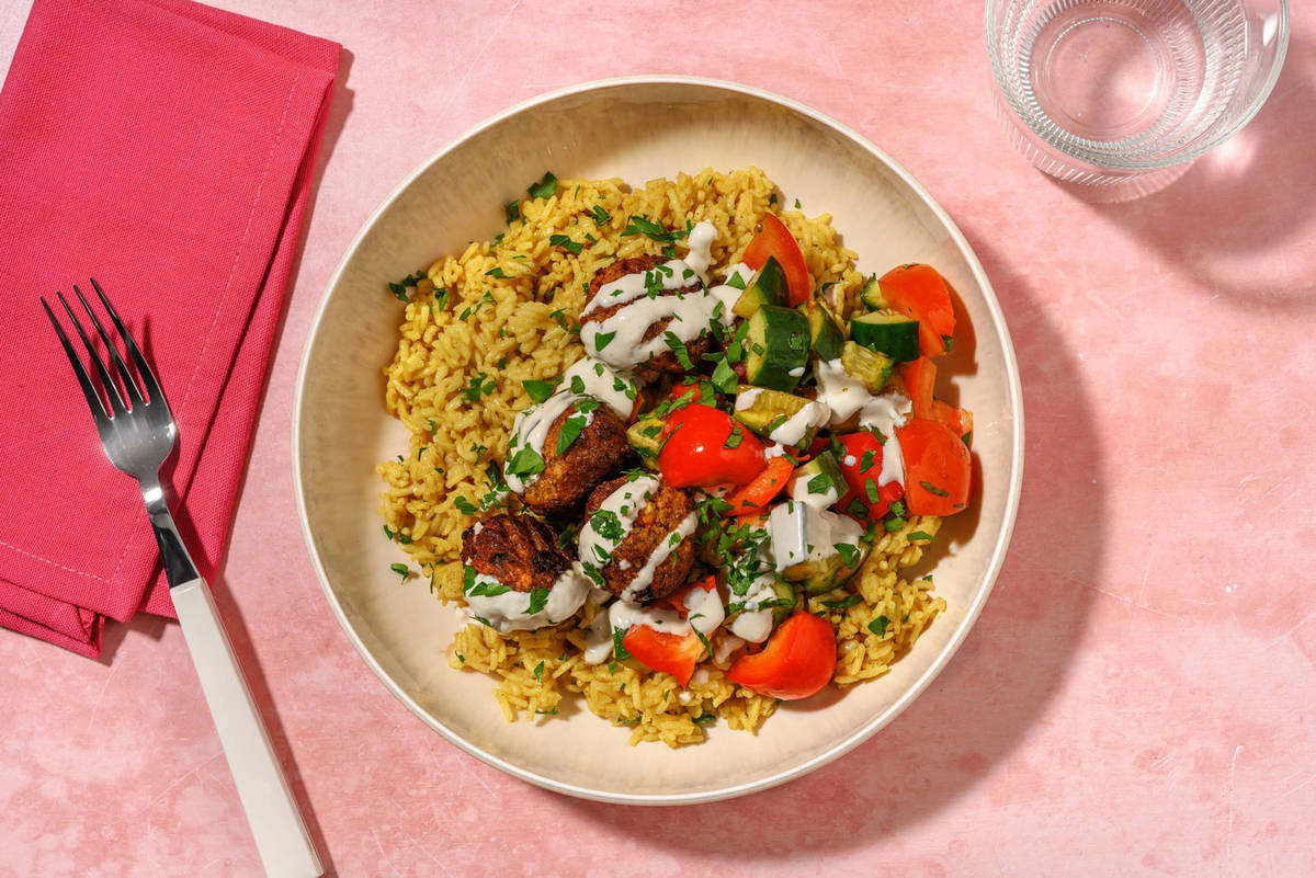 Chicken, Falafel and Golden Rice Bowls