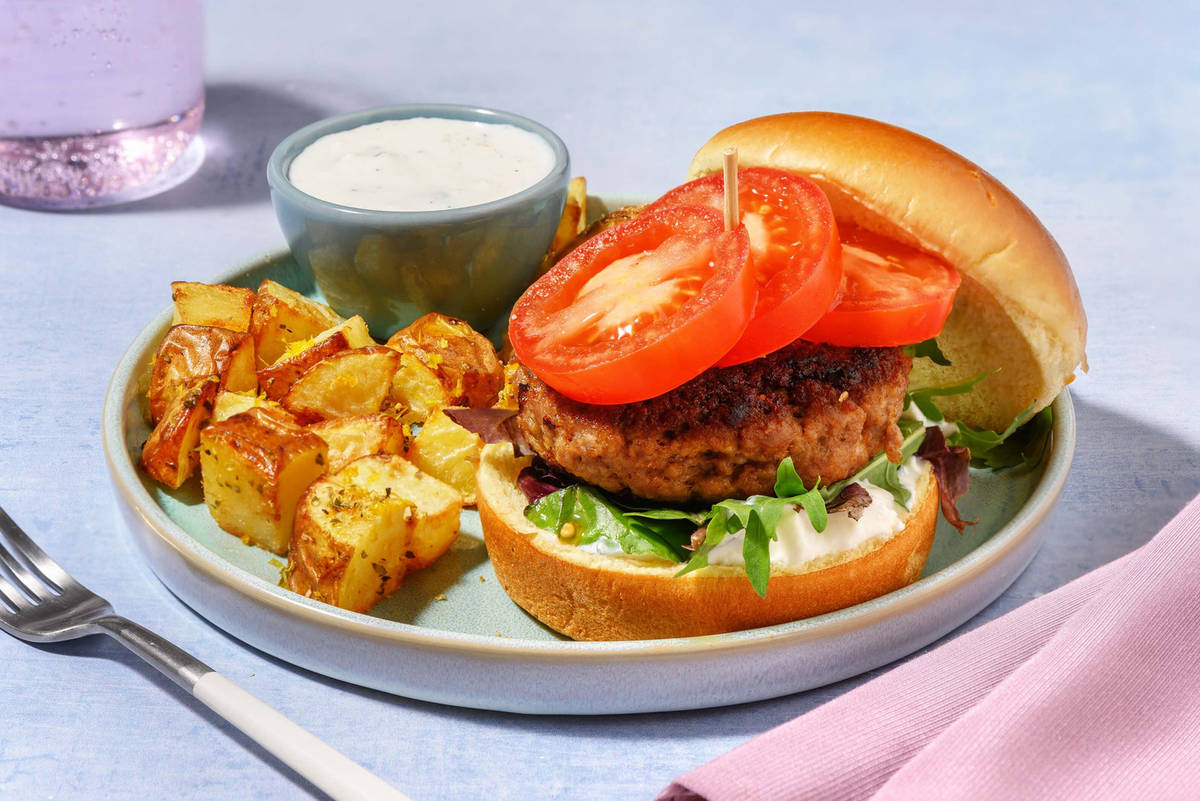 Beef Souvlaki-Inspired Burgers