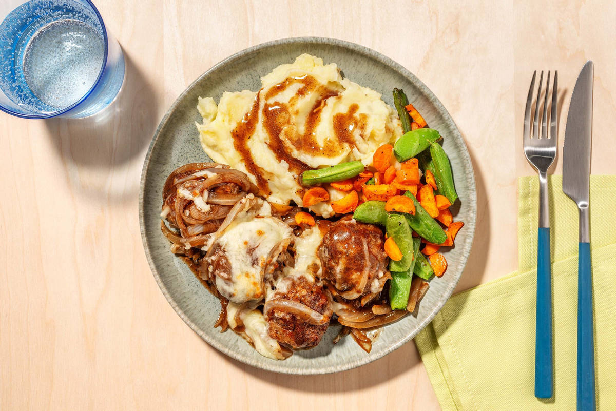 French Onion Beef and Pork Meatballs