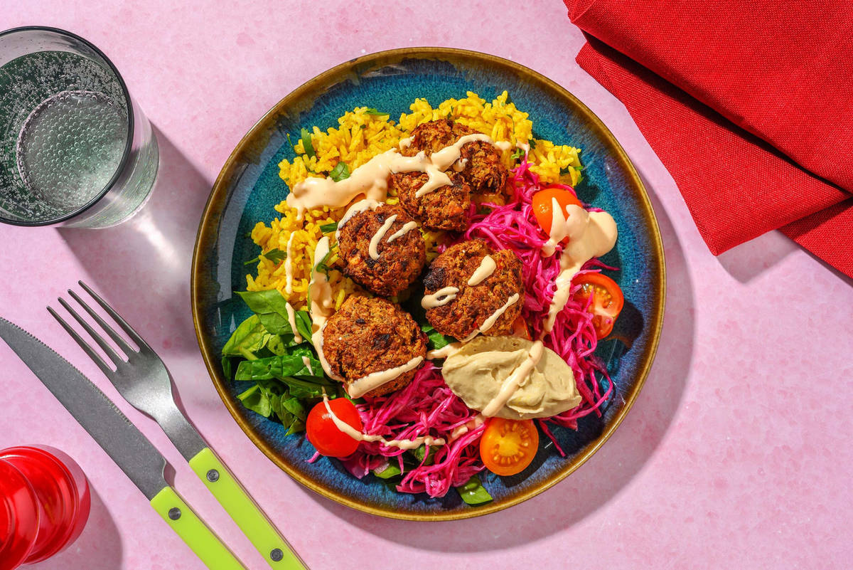 Rainbow Falafel and Chicken Bowls