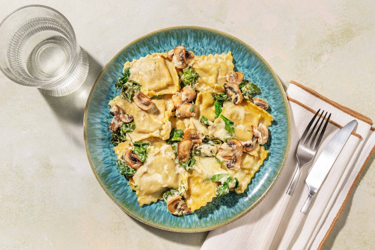 Cheesy Mushroom and Sausage Ravioli 