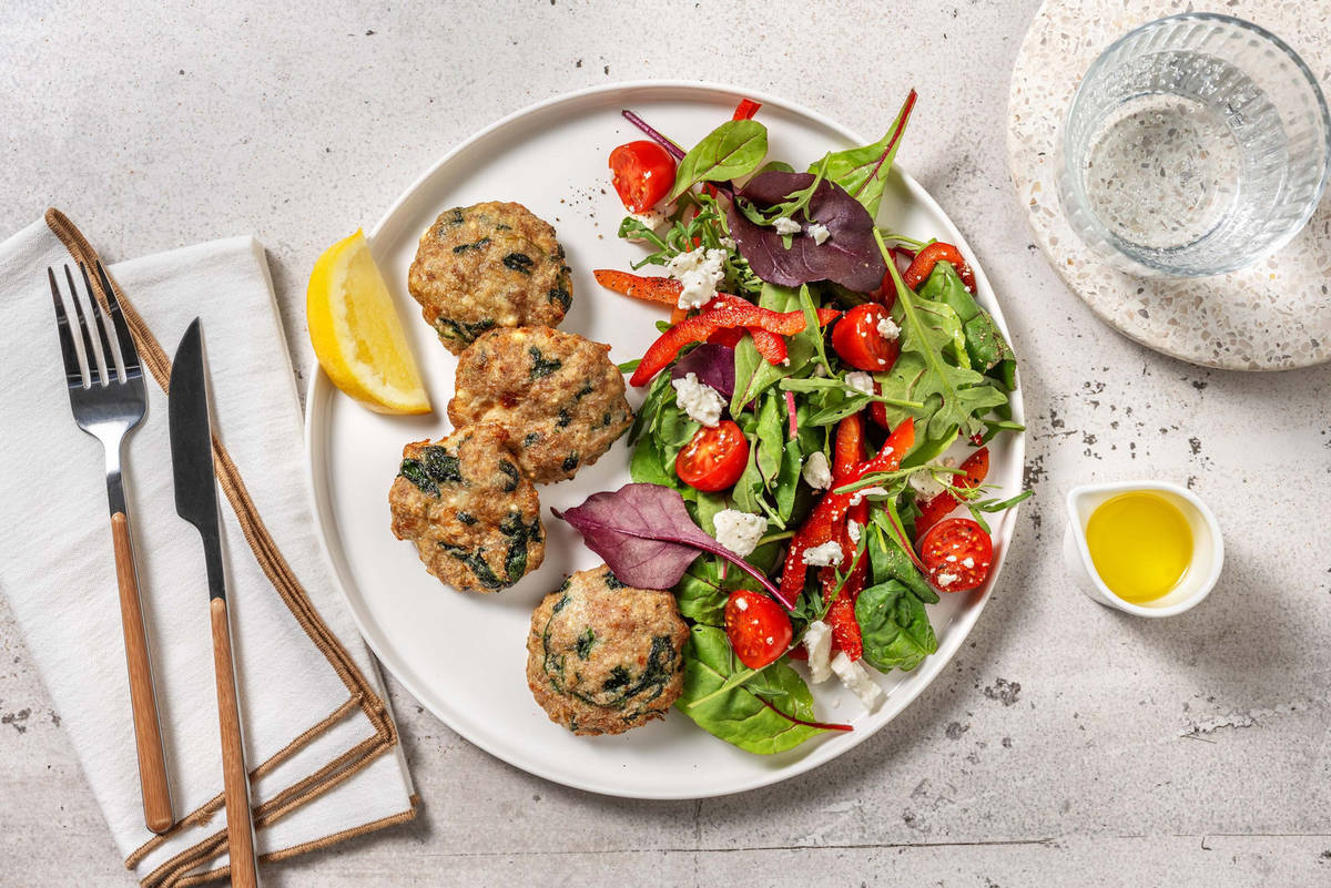 Carb Smart Spinach and Feta Double Beef Patties