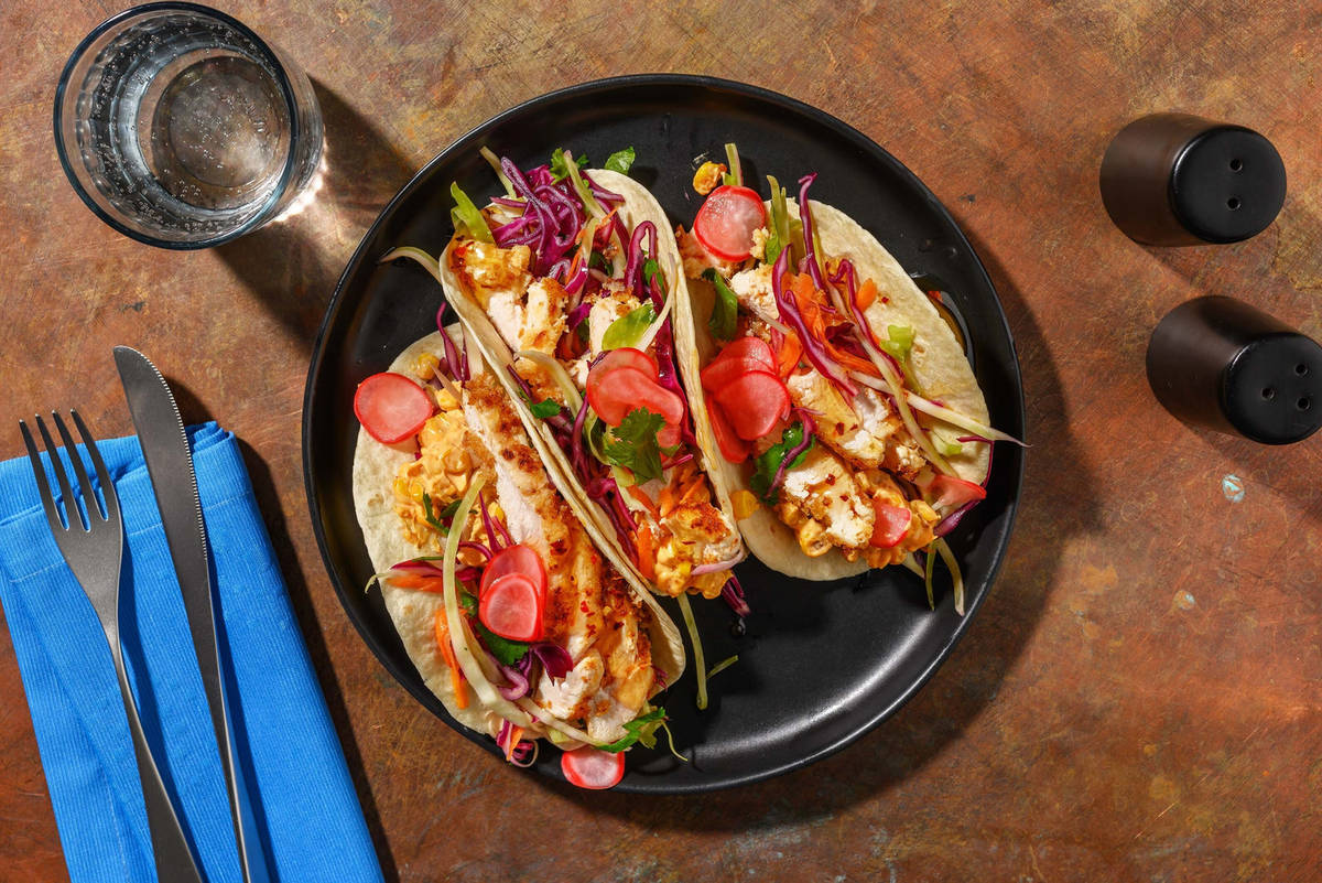 Asian-Inspired Fried Organic Chicken Tacos