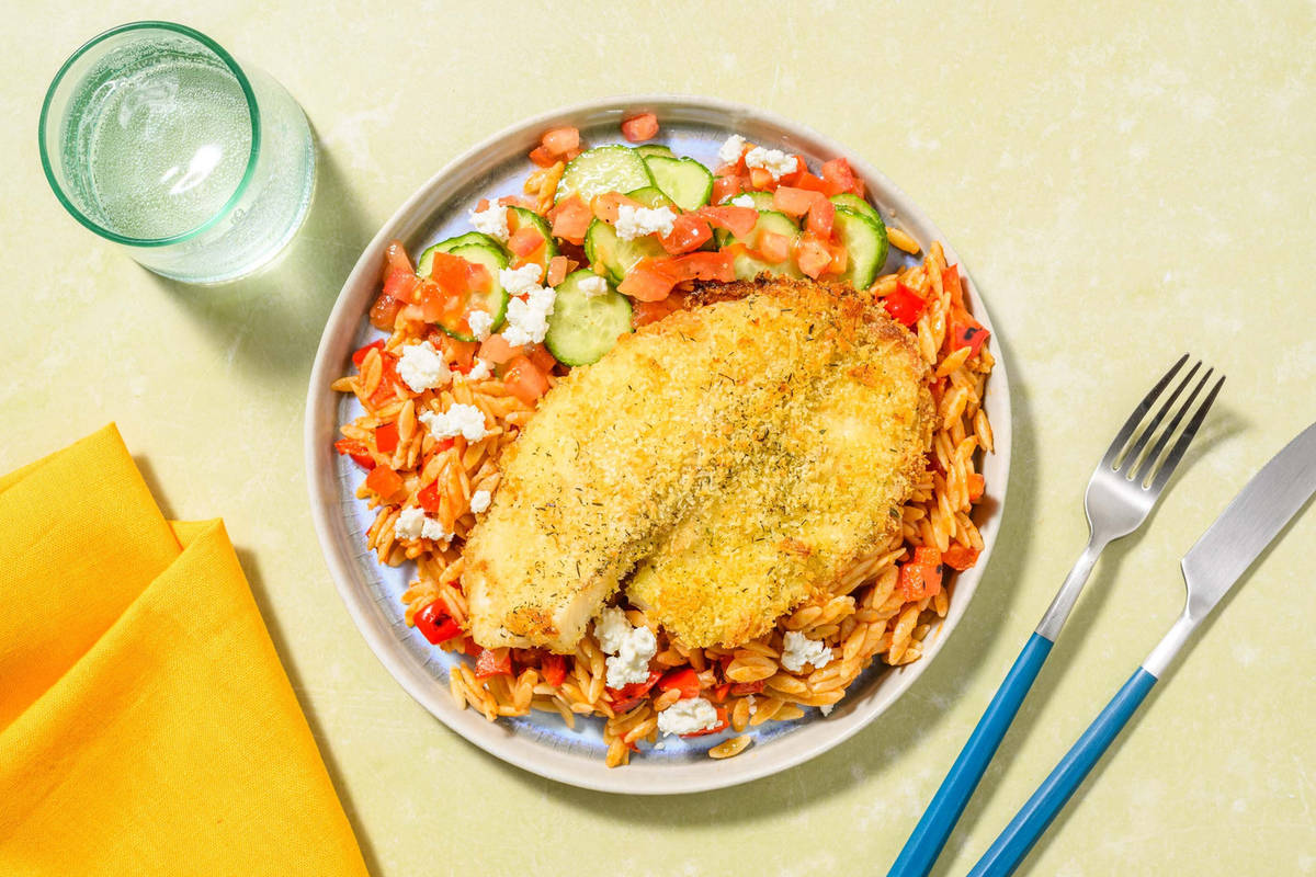 Baked Double Tilapia and Sweet Pepper Orzo
