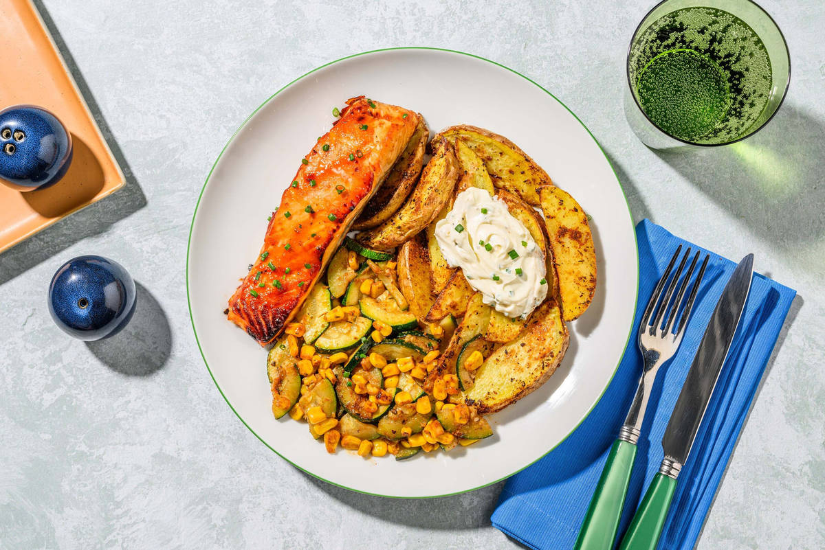 Double saumon grillé à la sauce BBQ