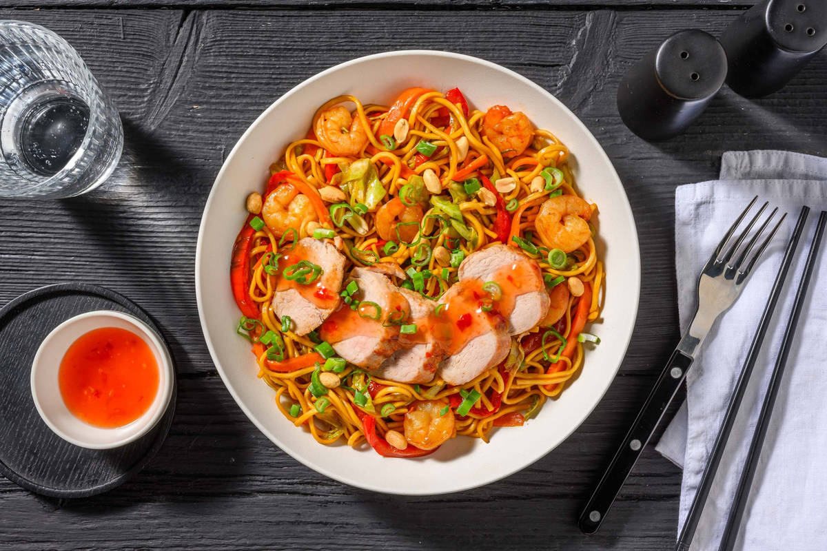 Peanutty Yakisoba-Style Shrimp Noodles