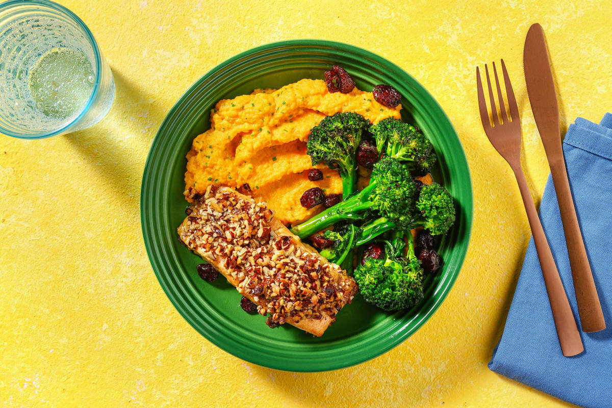 Pecan-Crusted Roasted Jumbo Salmon