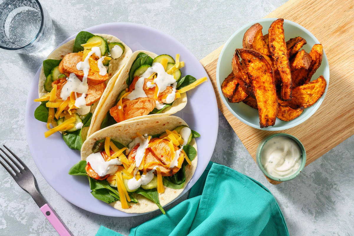 Wraps de filets de poitrine de poulet grillés au miel