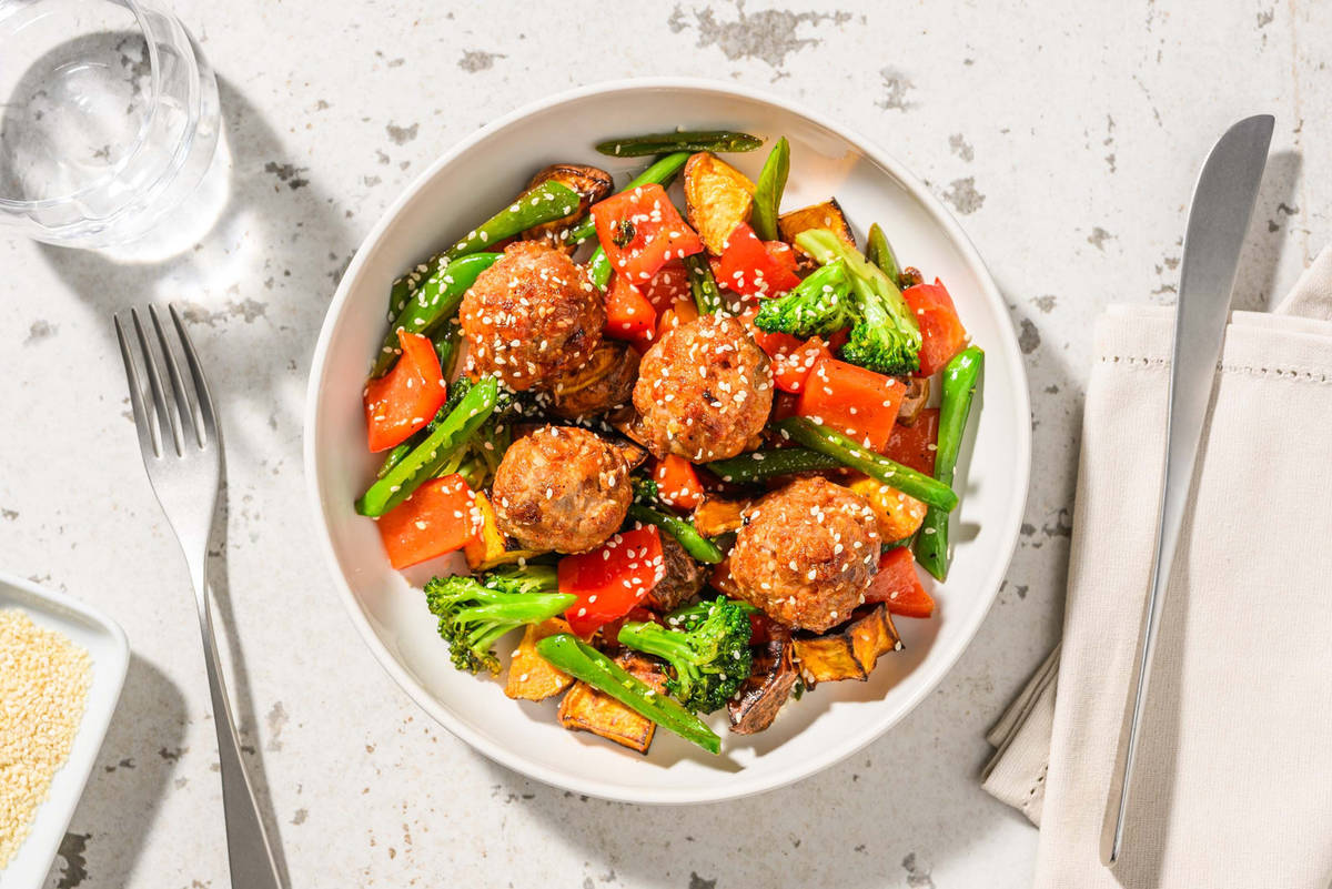 Cal Smart Honey-and-Sriracha-Glazed Beef Meatballs