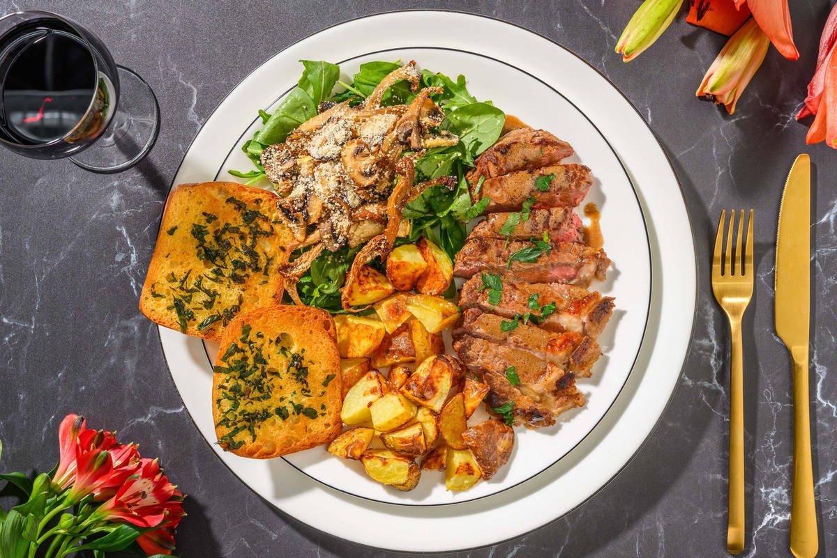 Tenderloin Steaks and Roasted Mushrooms