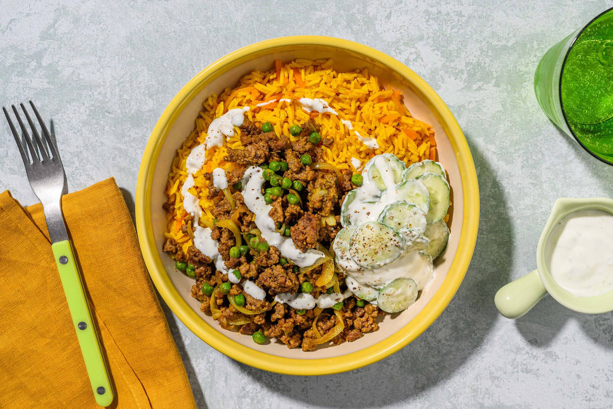SuperQuick Indian-Inspired Curried Beef Bowls