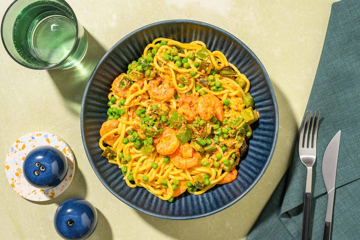 SuperQuick Curry Shrimp Noodles