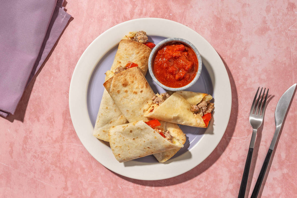 SuperQuick Cheesy Italian Sausage Wraps