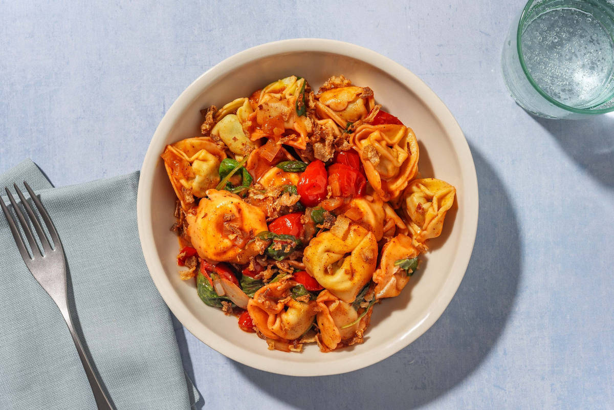SuperQuick Tikka-Tossed Chicken and Cheese Tortellini