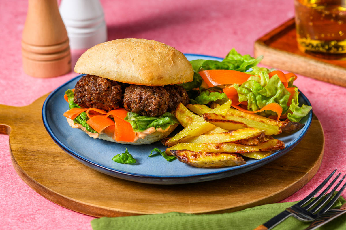 Thai Style Beef Meatball Sandwich