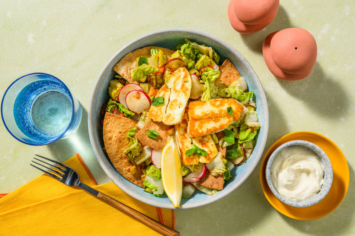 Golden Honey Halloumi & Fattoush Salad