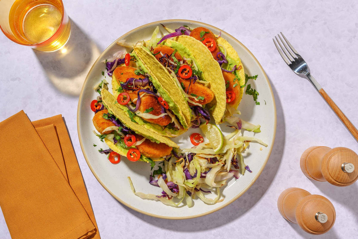 Tacos veggie ai nugget di riso e avocado