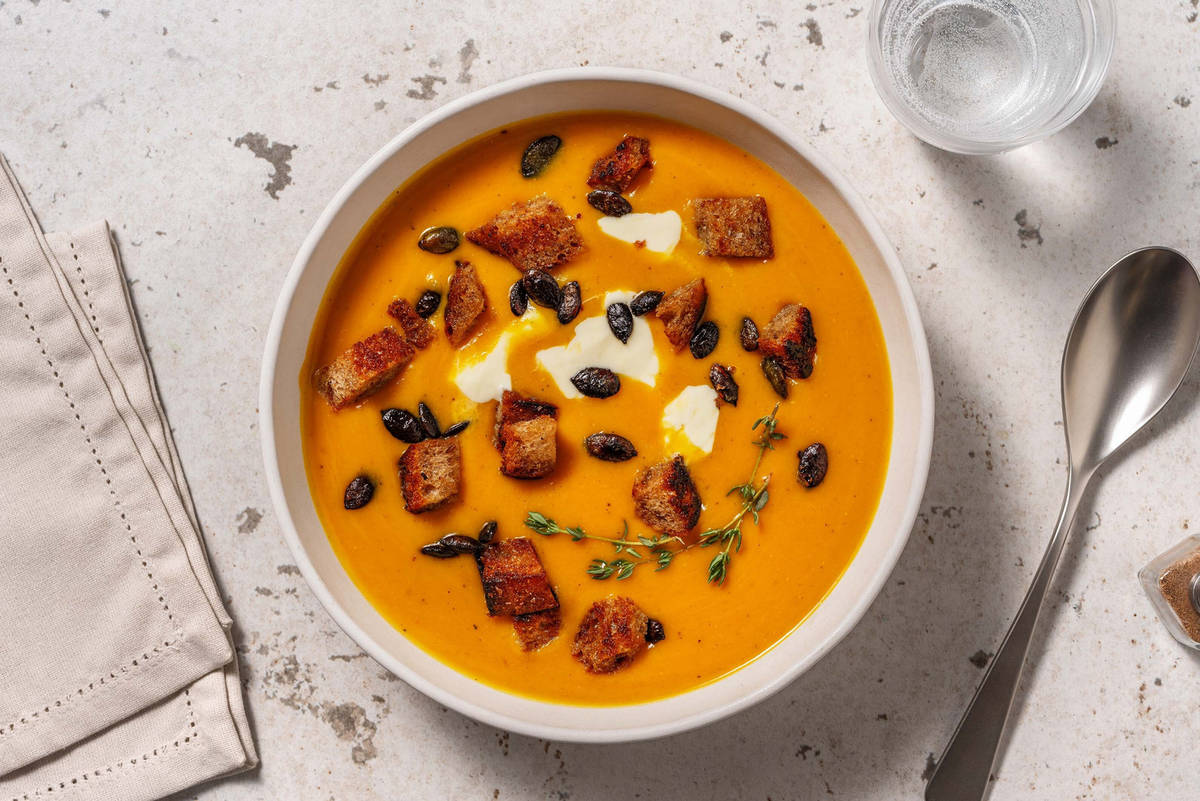 Soupe de potimarron et croûtons de ciabatta