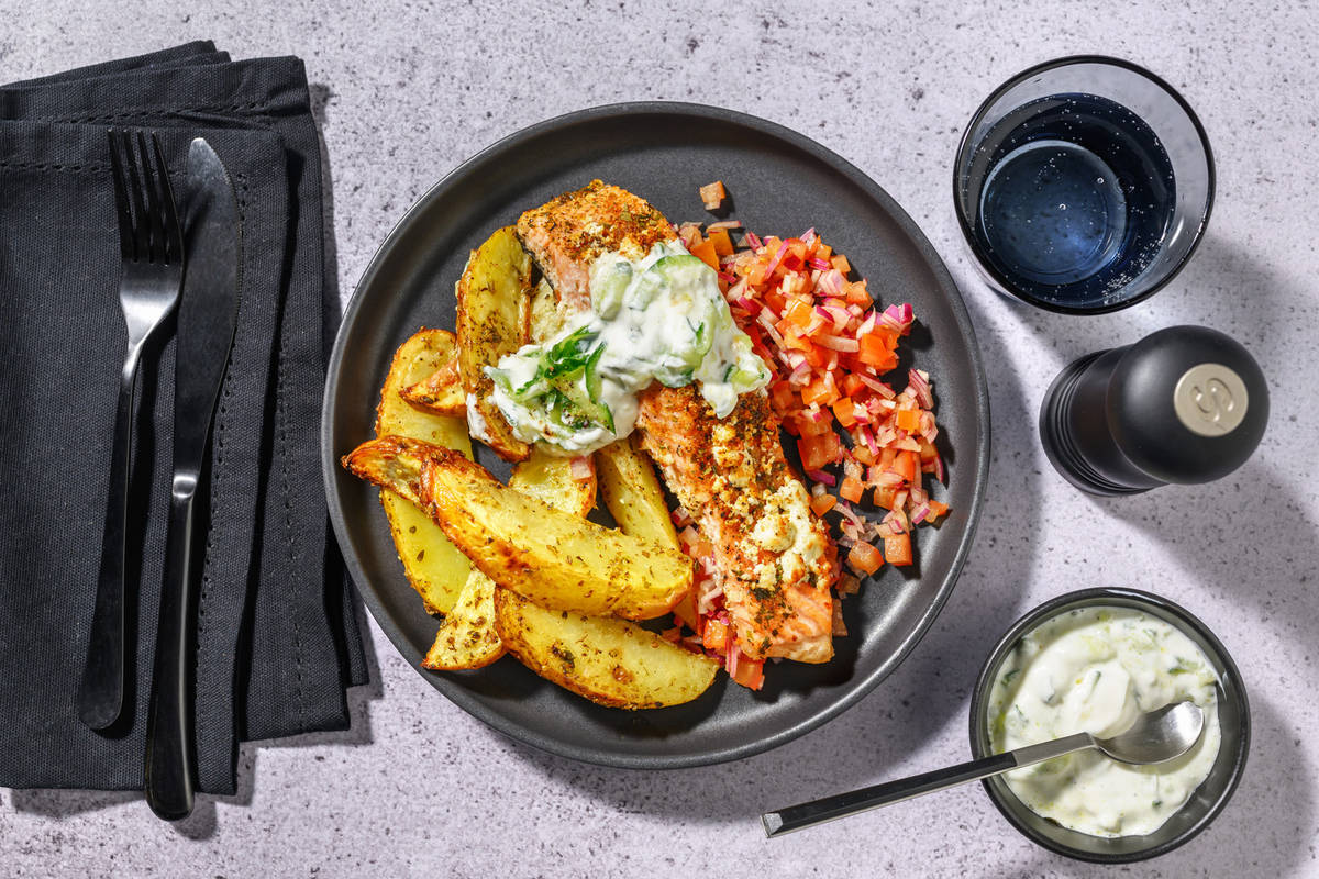 Grekisk-inspirerad lax