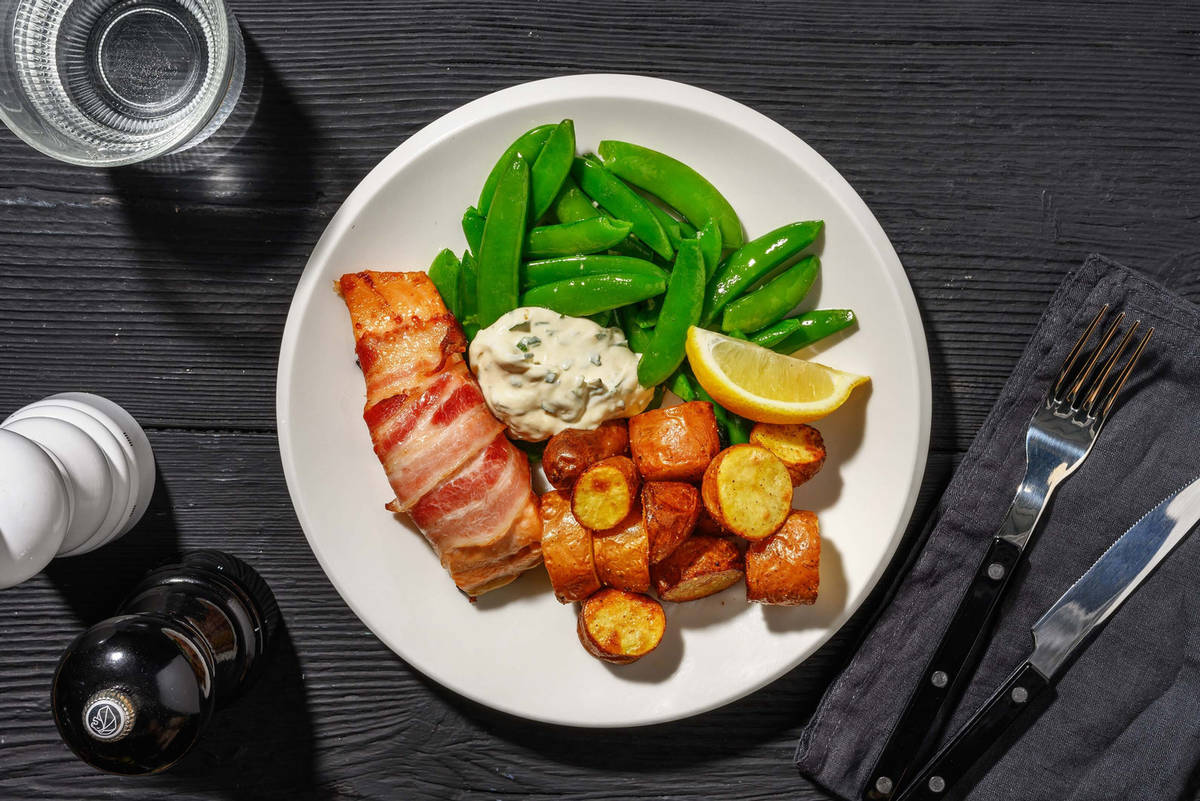 Bacon-Wrapped Salmon with Tarragon Cream
