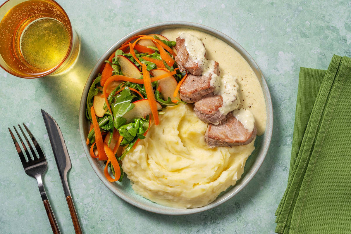 Fläskytterfilé i gruyère- och gräddsås