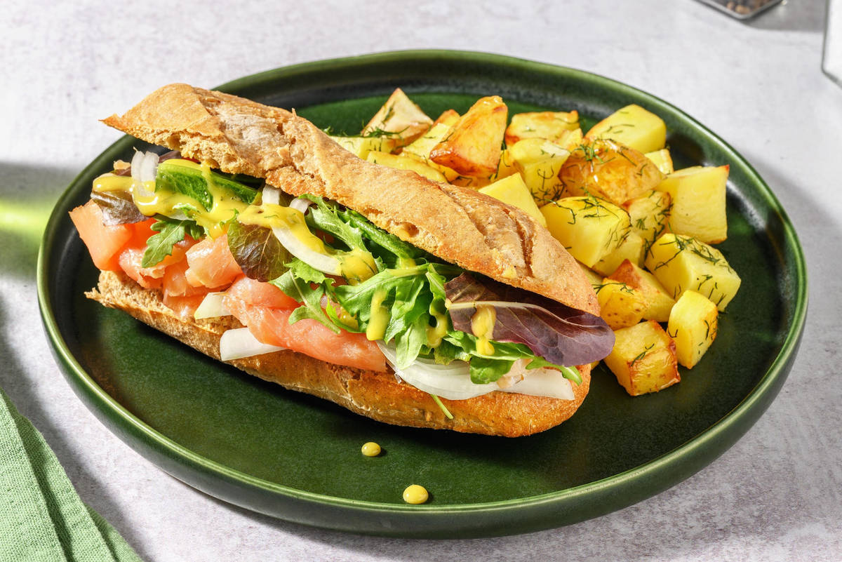 Kallrökt lax-baguette