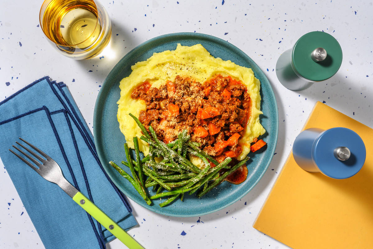 Speedy Beef, Pork and Red Wine Open Pie