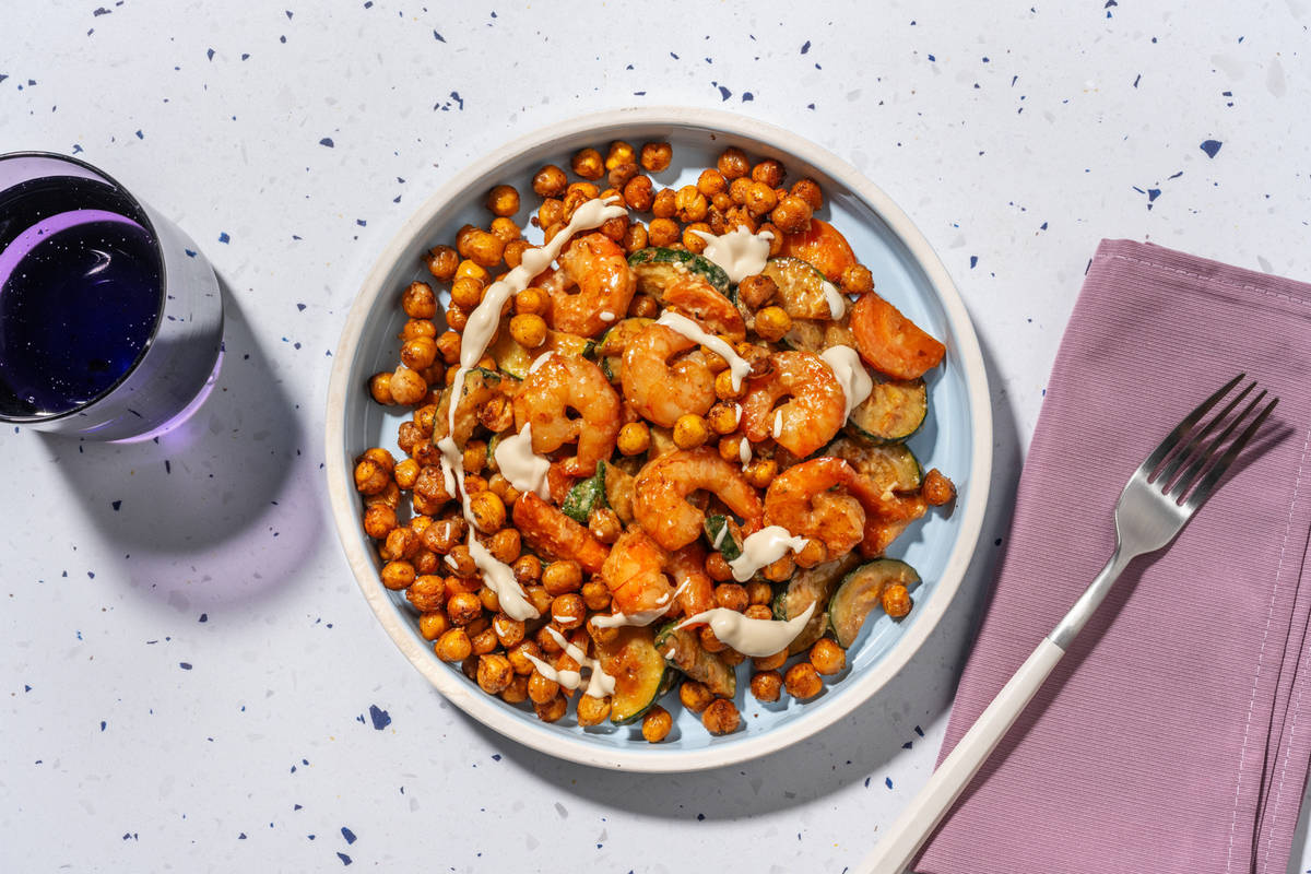 Wok de langostinos salteados y verduras