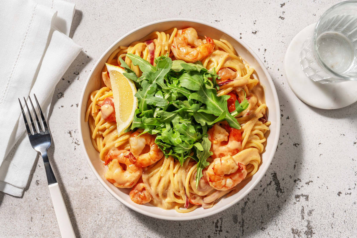 Spaghetti express aux crevettes à l'ail et au citron