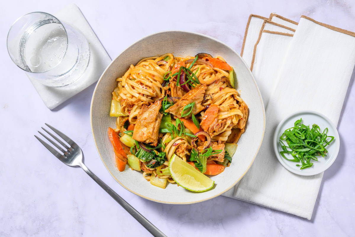 Udonnudler og vegetarstrimler