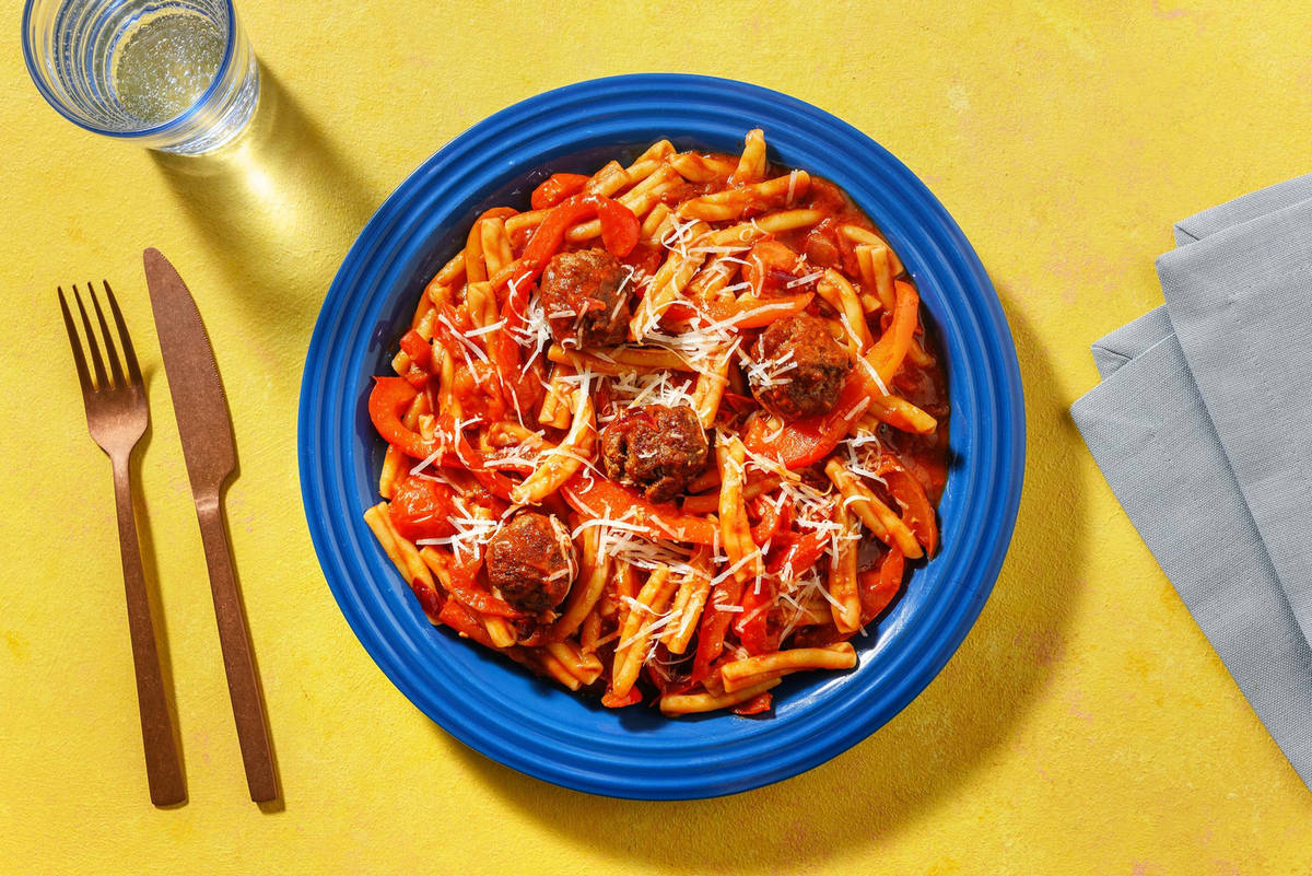 Snelle pasta met gehaktballetjes