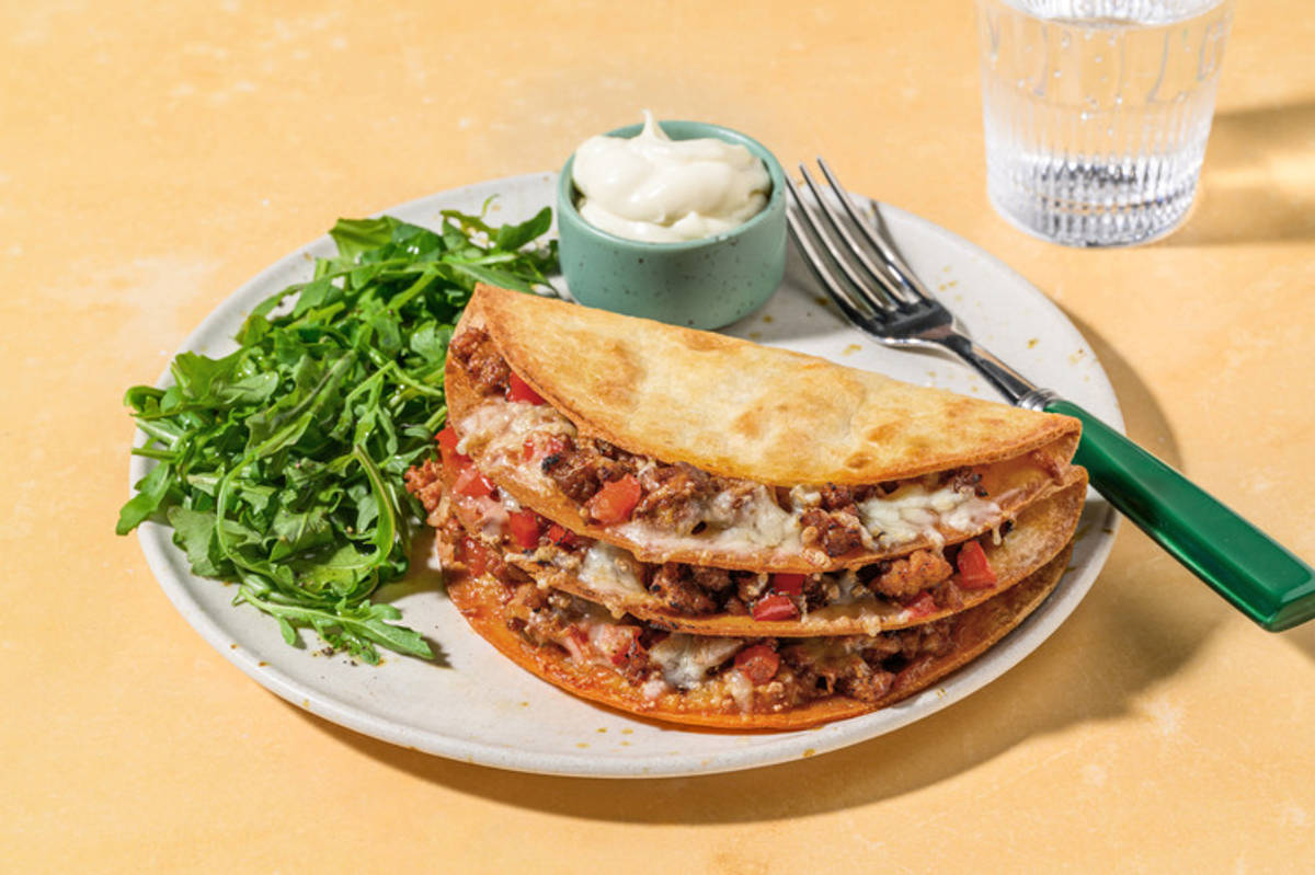 Spiced BBQ Beef Quesadillas Rapidas