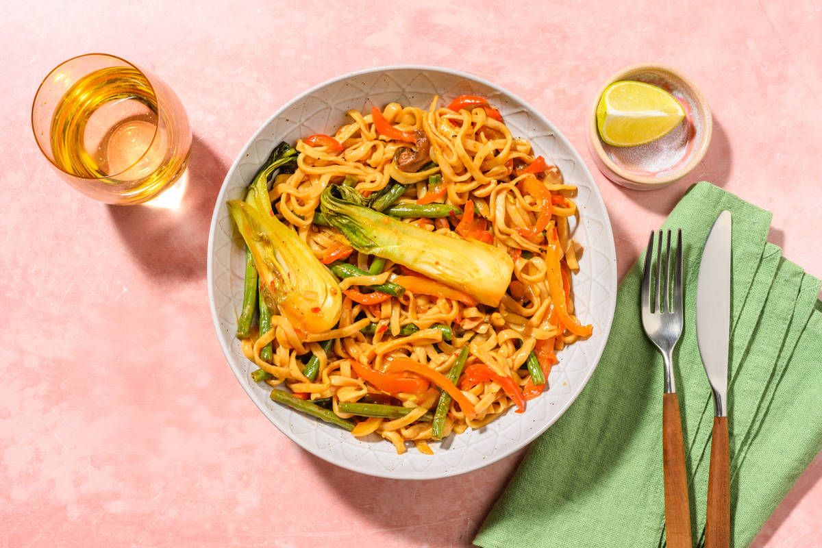 Pak Choi Teriyaki Noodles with Prawns