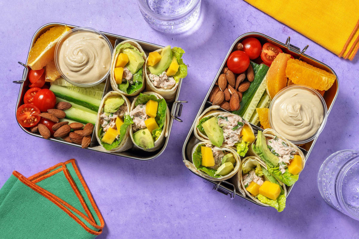 Bentobox met tonijnsaladetortilla's 