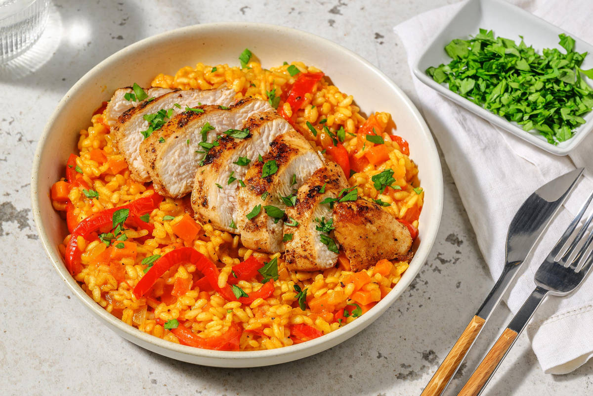 Spanskinspirert kyllingpaella