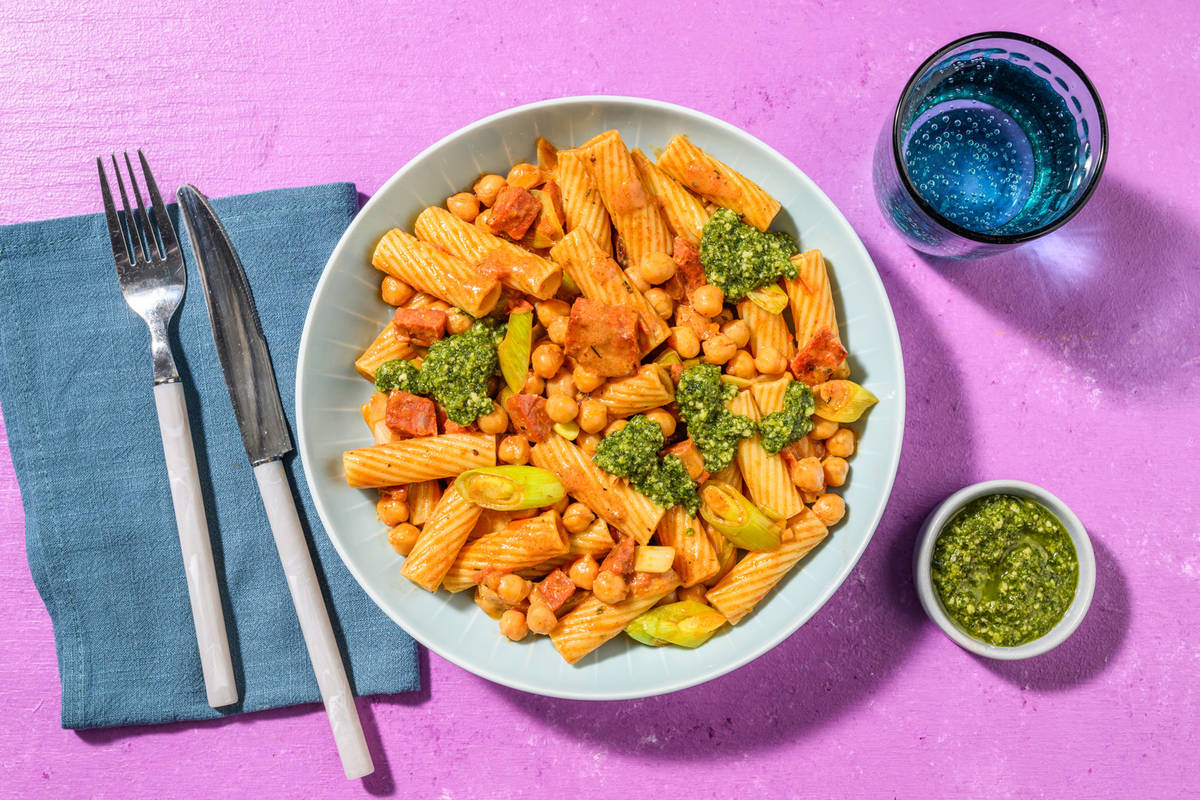 Cajun Double Chorizo and Chickpea Pasta