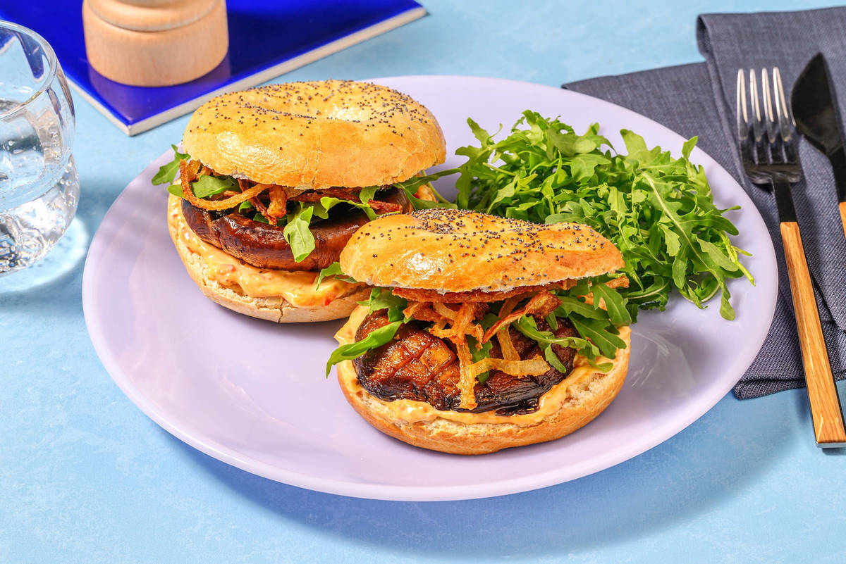 Bagel Tex-Mex ai Portobello e rucola