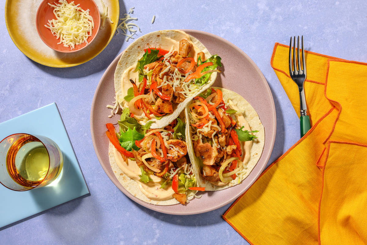 Peri Peri Chicken Fajita Style Tacos 