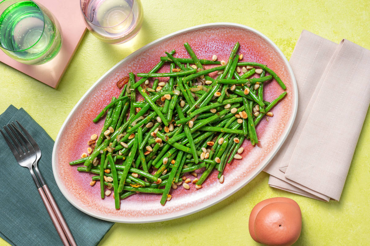 Orange and Pine Nut Buttery Green Beans